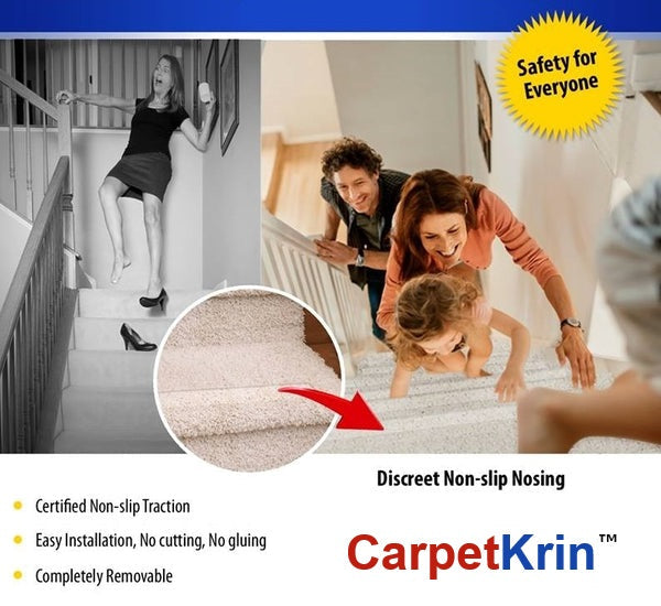 CarpetKrin - Non-Slip Carpet Trim Tack-on for Carpeted Stairs Safety – No- slip Strip